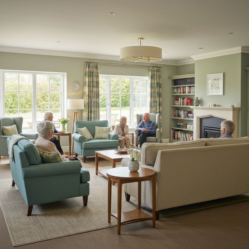 Warm and inviting common area at The Cedars