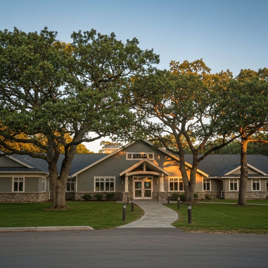 The Cedars residential facility surrounded by beautiful trees and gardens